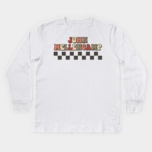 John Mellencamp Checkered Retro Groovy Style Kids Long Sleeve T-Shirt